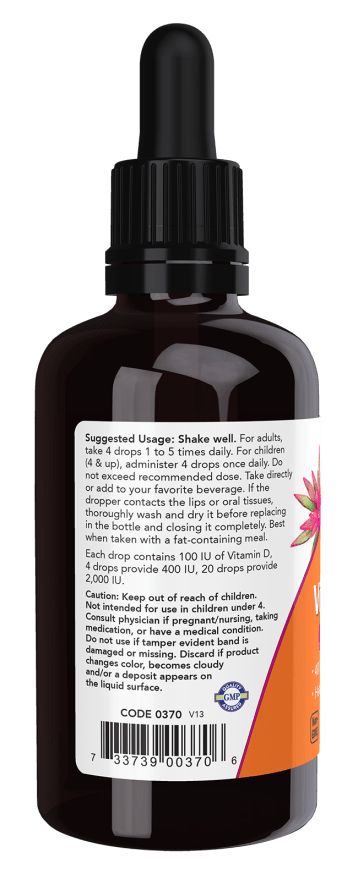 NOW® Liquid Vitamin D-3 – 400 IU per 4 Drops – 60 mL - MARILENA SANTIPHARMACY
