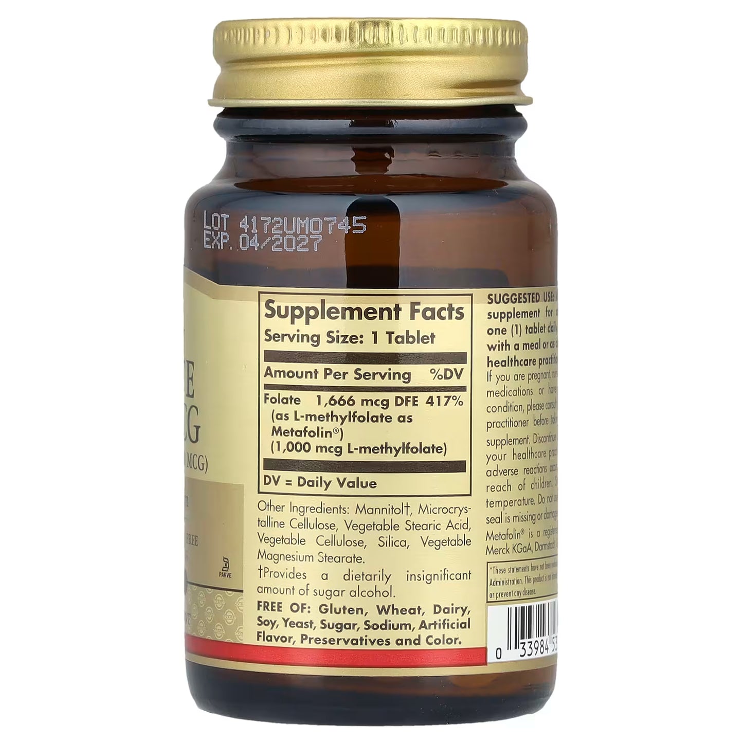 Solgar® Folate 1000 mcg (as Metafolin®) – 60 Tablets