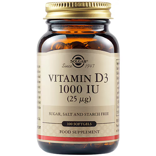 Solgar Vitamin D3 (Cholecalciferol) 1000 IU (25 μg) – 100 Softgels