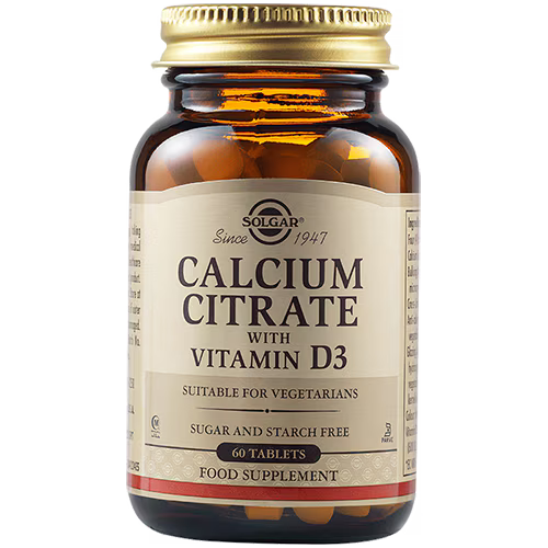 Solgar Calcium Citrate with Vitamin D3 – 60 Tablets