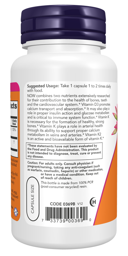 NOW Vitamin D-3 & K-2 1,000 IU / 45 mcg  2