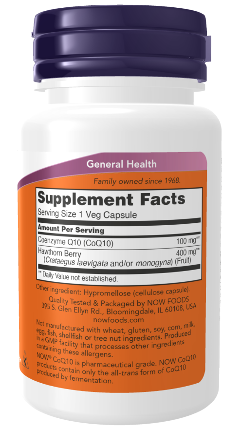 NOW® CoQ10 100 mg with Hawthorn Berry – 30 Veg Capsules