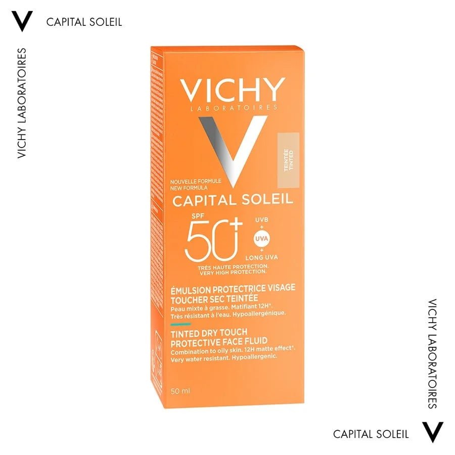 Vichy CAPITAL SOLEIL Tinted Dry Touch Protective Face Fluid SPF50 - Sandi Pharmacy