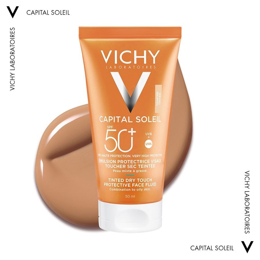 Vichy CAPITAL SOLEIL Tinted Dry Touch Protective Face Fluid SPF50 - Sandi Pharmacy