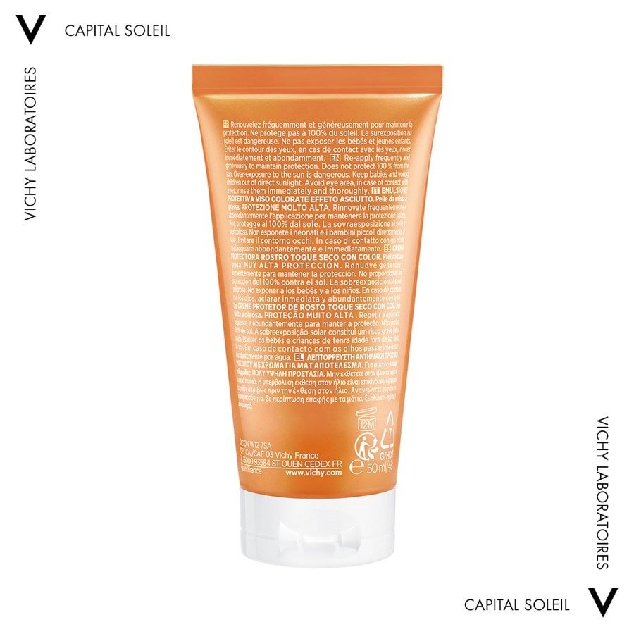 Vichy CAPITAL SOLEIL Tinted Dry Touch Protective Face Fluid SPF50 - Sandi Pharmacy