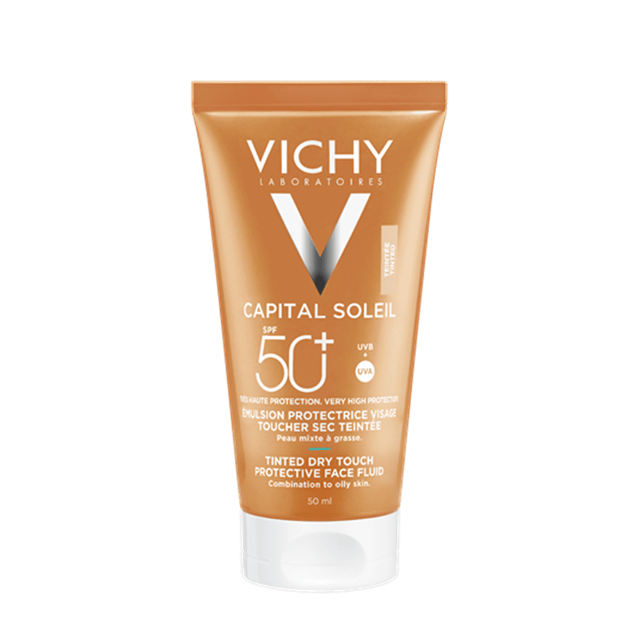 Vichy CAPITAL SOLEIL Tinted Dry Touch Protective Face Fluid SPF50 - Sandi Pharmacy